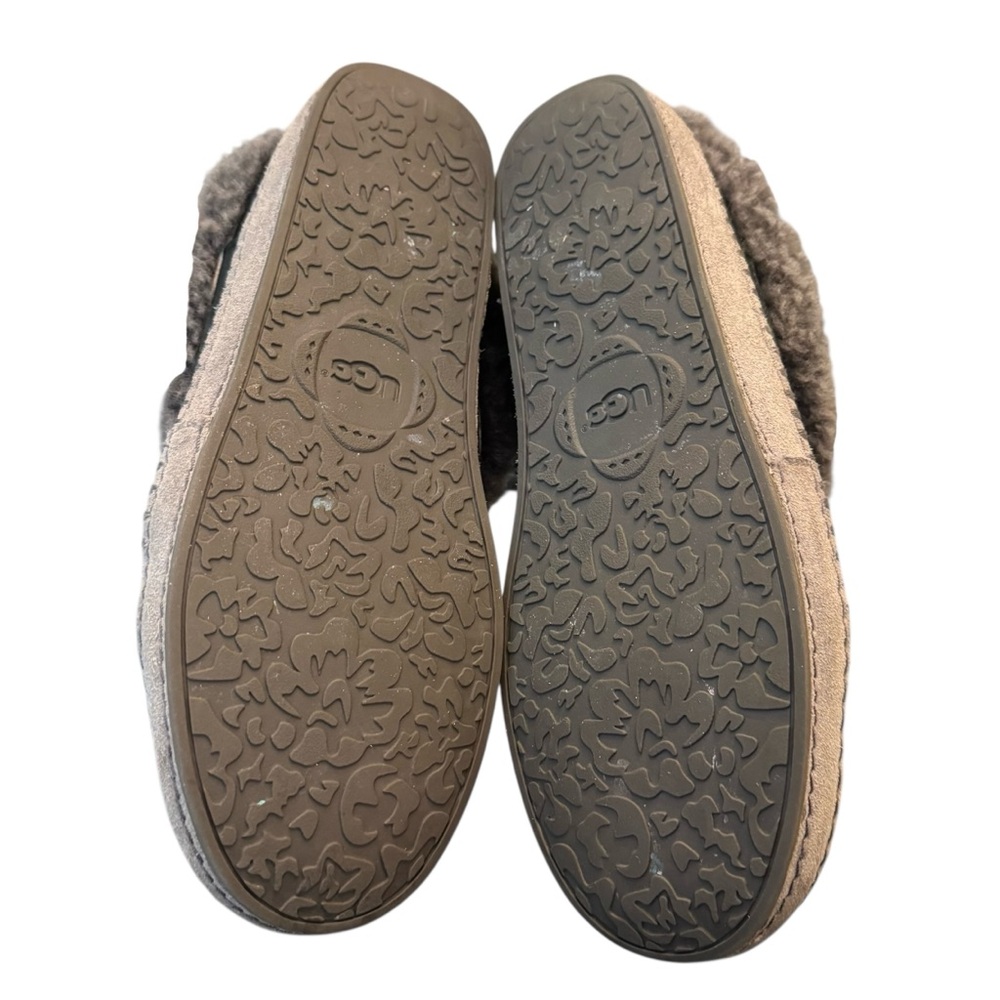 UGG Australia Women Black Suede Sheepskin Fur Lined Slippers Moccasins Shoes - Picture 11 of 13
